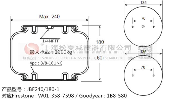 JBF240-180-1橡膠<a href='http://www.webabroad.cn/' target='_blank'><u>空氣彈簧</u></a>