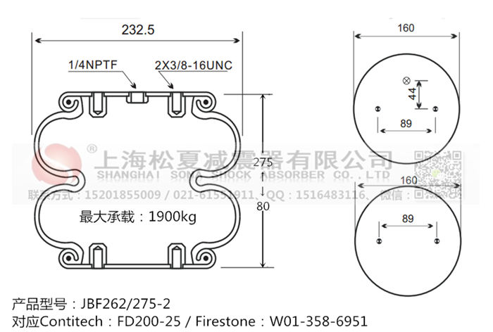 JBF262/275-2橡膠<a href='http://www.webabroad.cn/' target='_blank'><u>空氣彈簧</u></a>